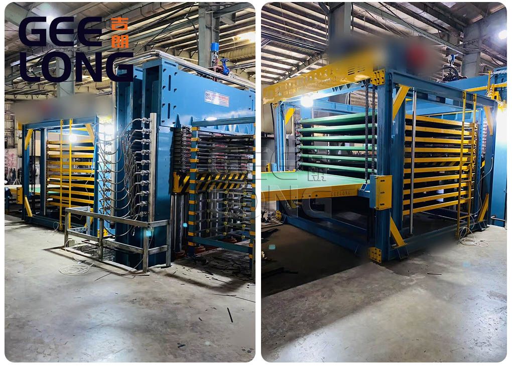 Полуавтоматический пресс для горячего прессования ламинированной фанеры установлен во Вьетнаме